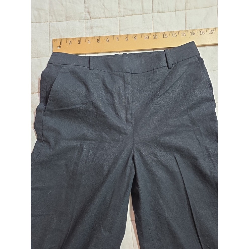 J Crew Womens Linen Blend Dress Pants 6 Black Wide‎ Leg Pockets Flat Front NWT - Picture 6 of 9